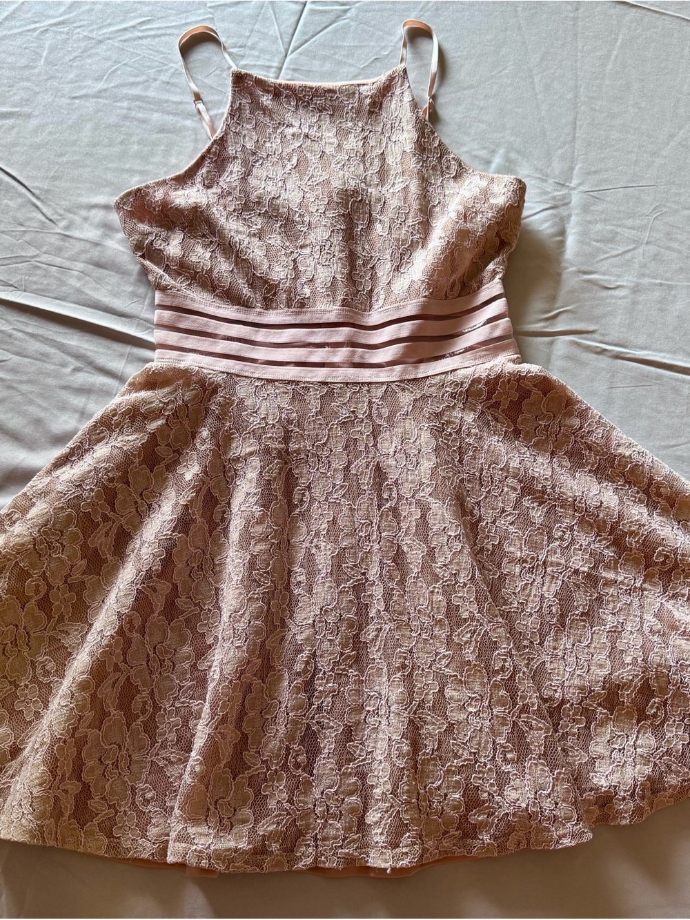 City Studio Blush Pink Lace Fit & Flare Mini Dress